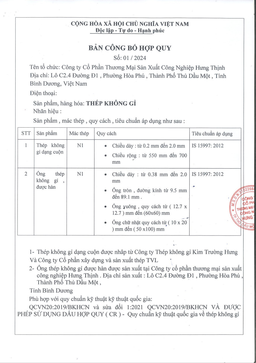 Tiêu chuẩn chất lượng ống Inox